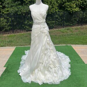 NWT Maggie Sottero Wedding Dress Strapless Organza Ivory Size 10